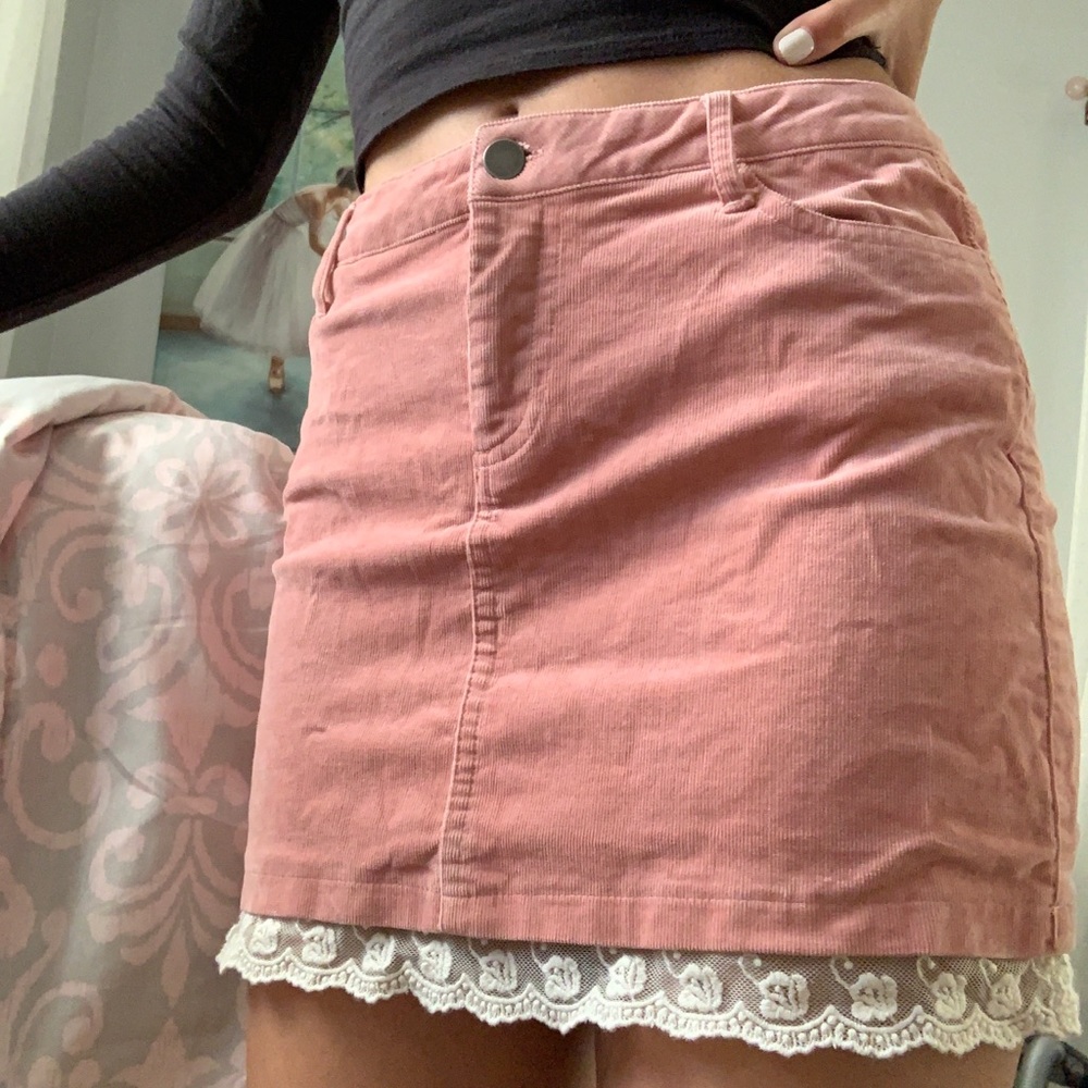 Light pink mini corduroy skirt